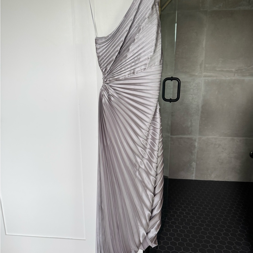 Elegant Silver Pleated Dress